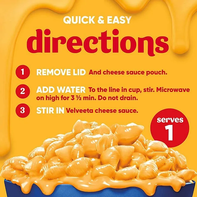 Velveeta Shells and Cheese Original Microwavable Sauce Cups, 2.39 oz., 12 ct. 4