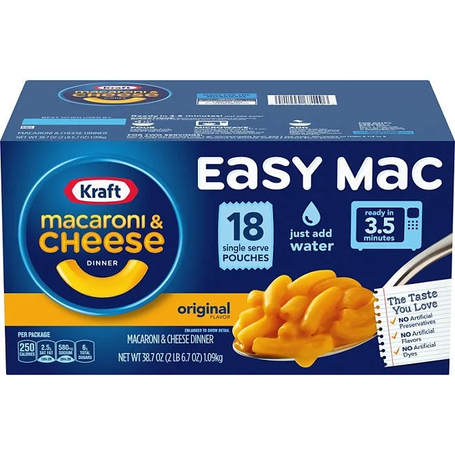 Kraft Easy Mac Original Flavor Single-Serve Pouches 18 pk. 2