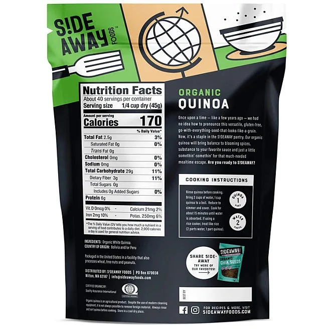Sideaway Foods Organic Quinoa, 64oz. 3