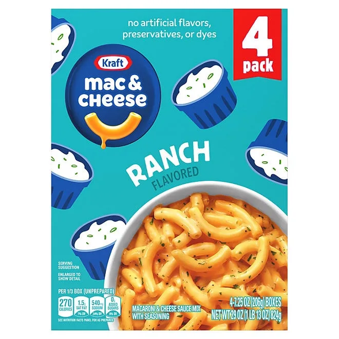 Kraft Ranch Flavored Macaroni & Cheese Dinner, 7.25 oz., 4 pk. 2