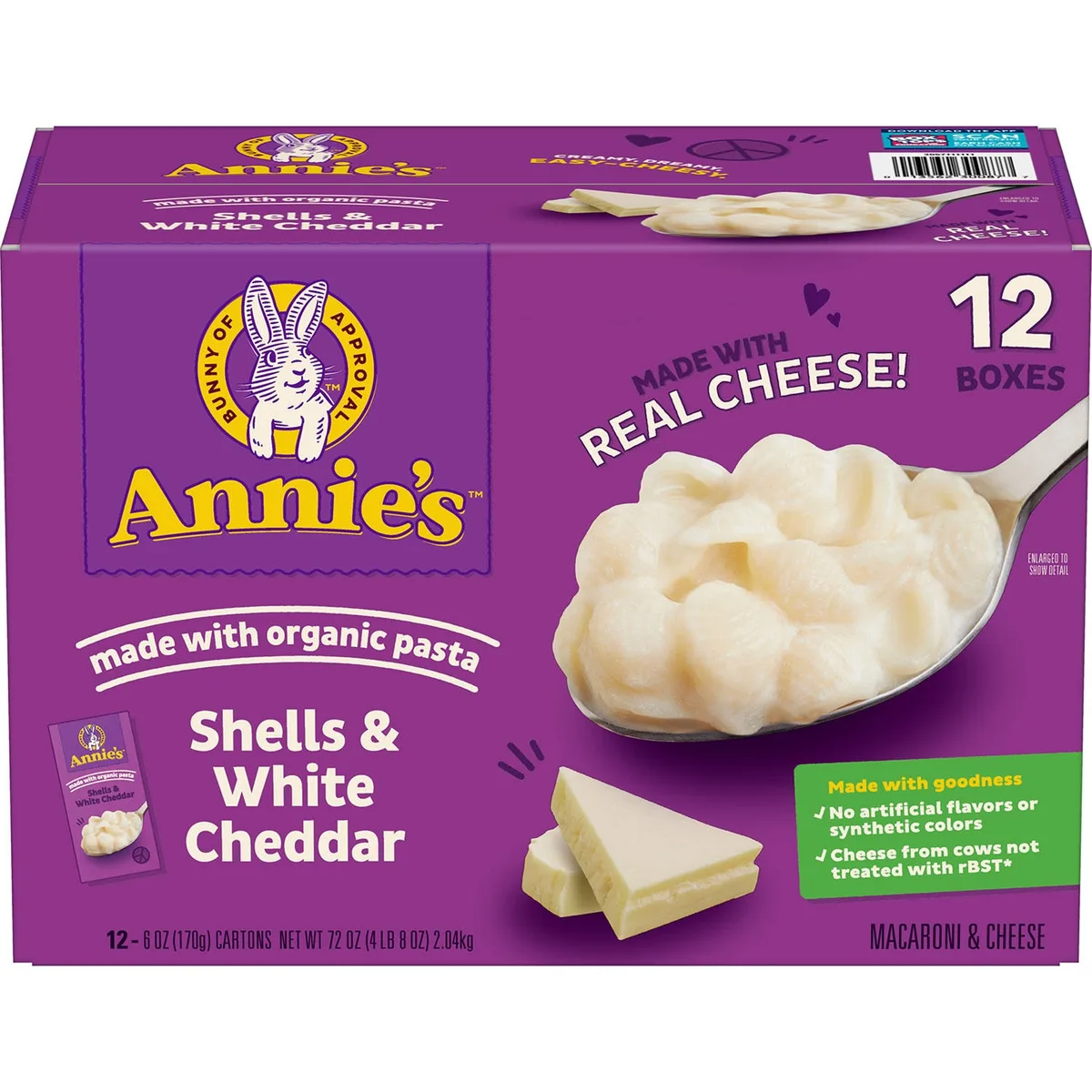 Annie's Shells and White Cheddar Mac and Cheese 6 oz.,12 pk.