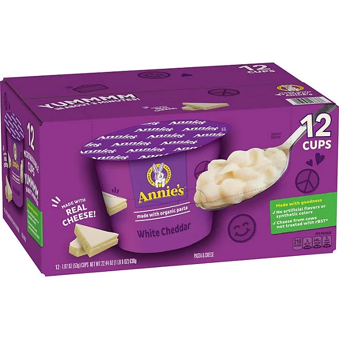 Annie's Shells and White Cheddar Mac and Cheese Cups, 12 pk. 2