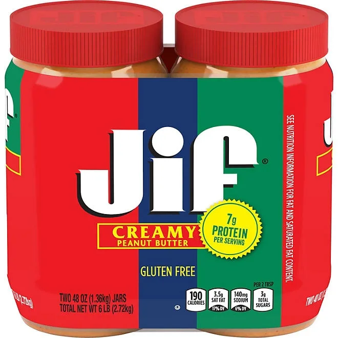 Jif Creamy Peanut Butter, 48 oz., 2 pk. 2