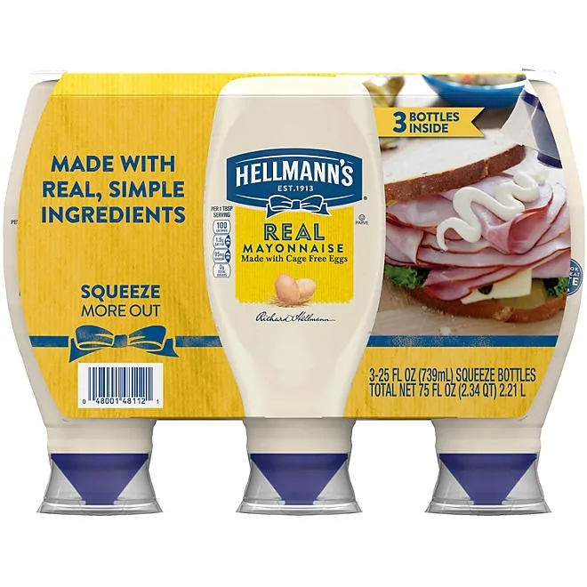 Hellmann's Real Mayonnaise, 25 oz., 3 pk. 2