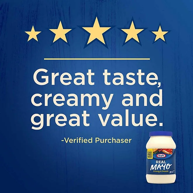 Kraft Real Mayo Mayonnaise, 30 fl. oz. jars, 2 pk. 4