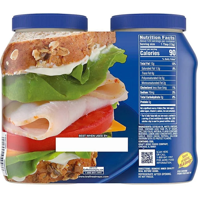 Kraft Real Mayo Mayonnaise, 30 fl. oz. jars, 2 pk. 3