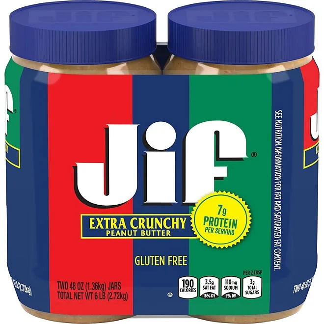 Jif Extra Crunchy Peanut Butter, 48 oz., 2 pk. 2