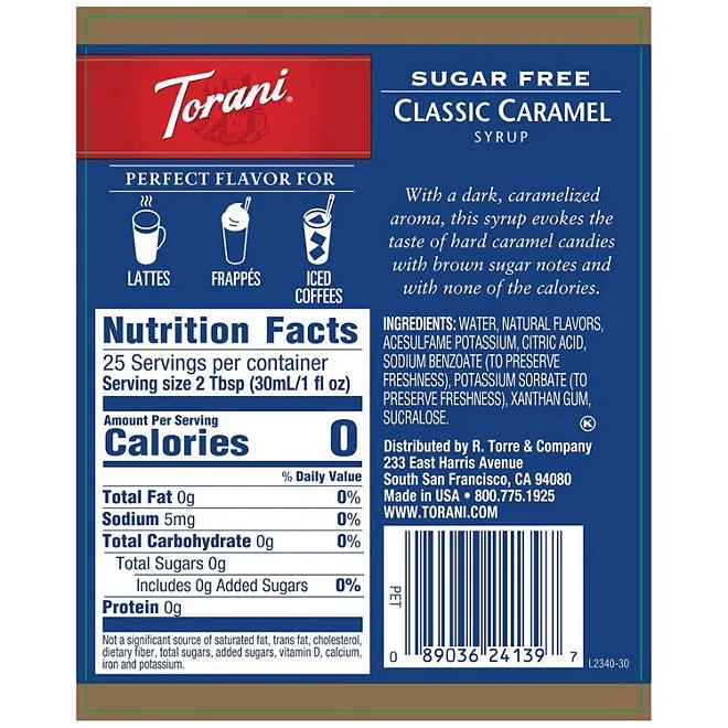 Torani Sugar-Free Classic Caramel Syrup, 25.4 fl. oz. 5
