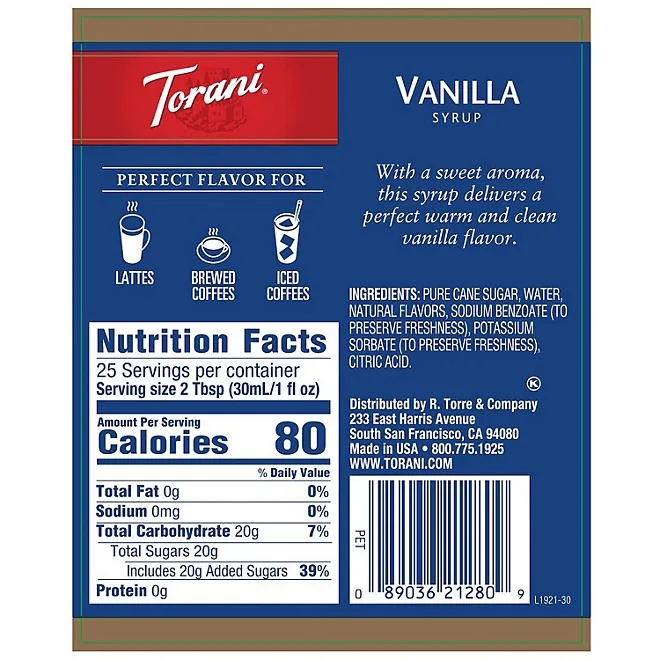 Torani Vanilla Syrup, 25.4 fl. oz. 4