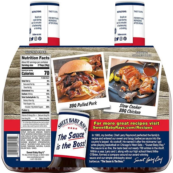 Sweet Baby Ray's Barbecue Sauce, 40 oz., 2 pk. 3