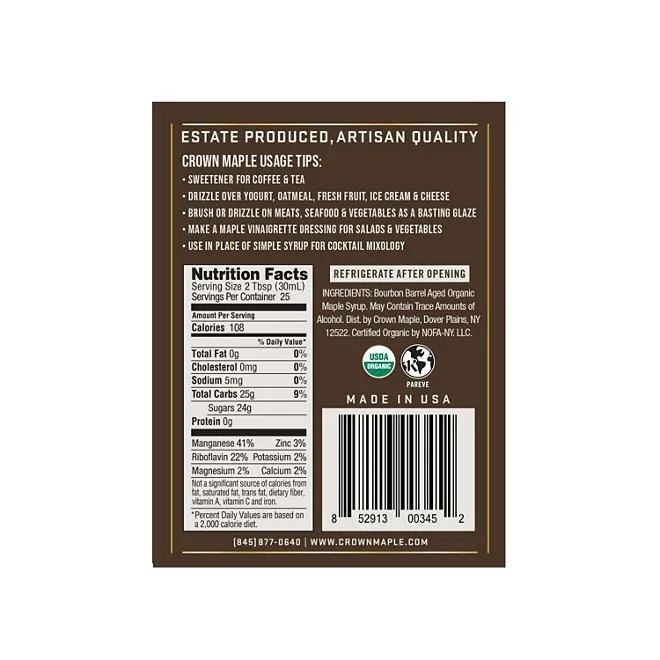 Crown Maple Bourbon Barrel Aged Organic Maple Syrup, 25 fl. oz. 4