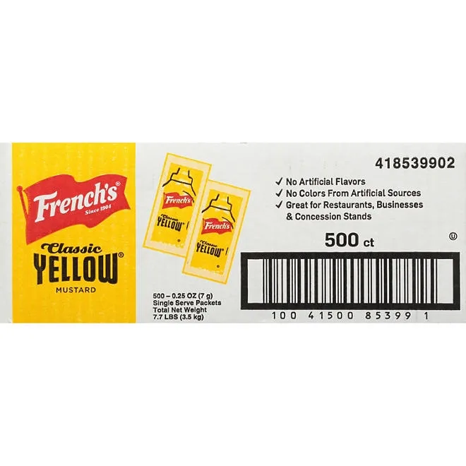 French's Mustard Single-Serve Packets, 5.5 g., 500 ct. 5