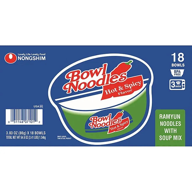 Nongshim Bowl Noodle Hot and Spicy Beef Ramen 3.03 oz., 18 ct. 4