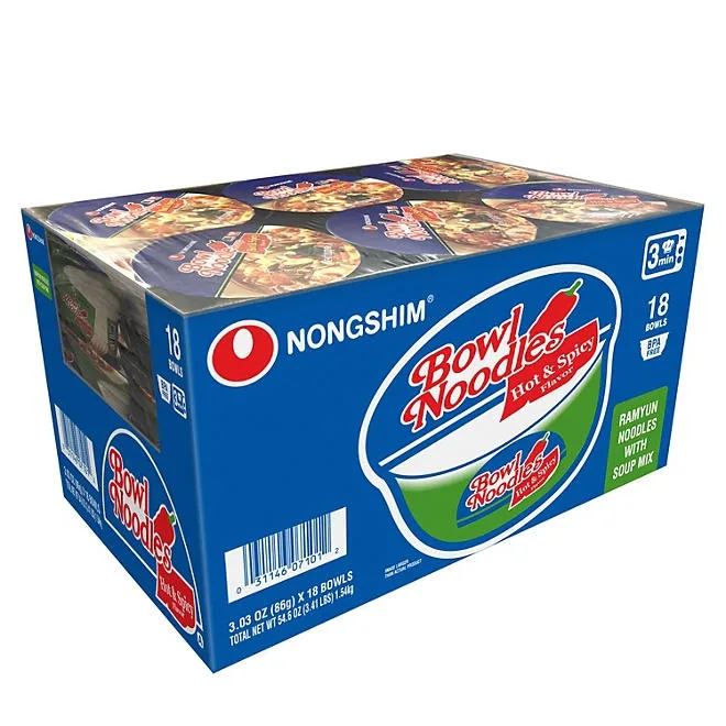 Nongshim Bowl Noodle Hot and Spicy Beef Ramen 3.03 oz., 18 ct. 2
