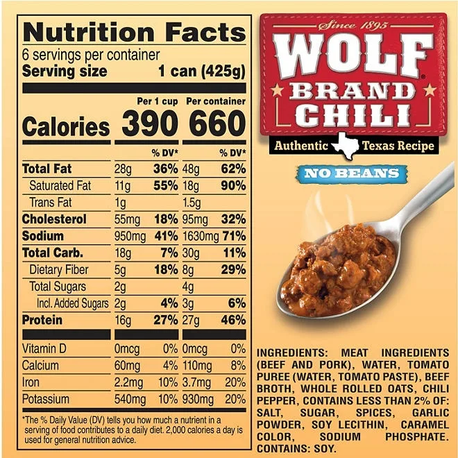 Wolf Brand "No Bean" Chili 15oz., 6pk. 5