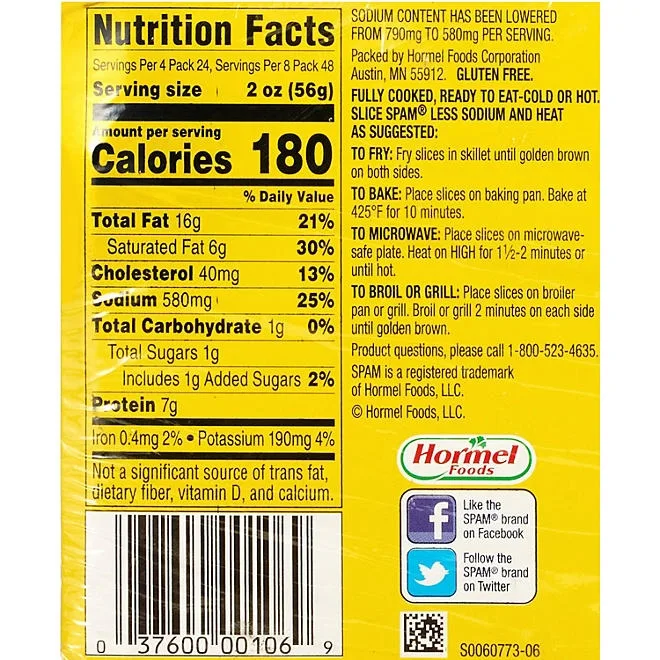SPAM Less Sodium,12 oz., 8 pk. 3