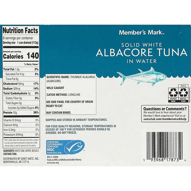 Member's Mark Premium, MSC Certified, Solid White Albacore Tuna 5 oz., 8 pk. 5