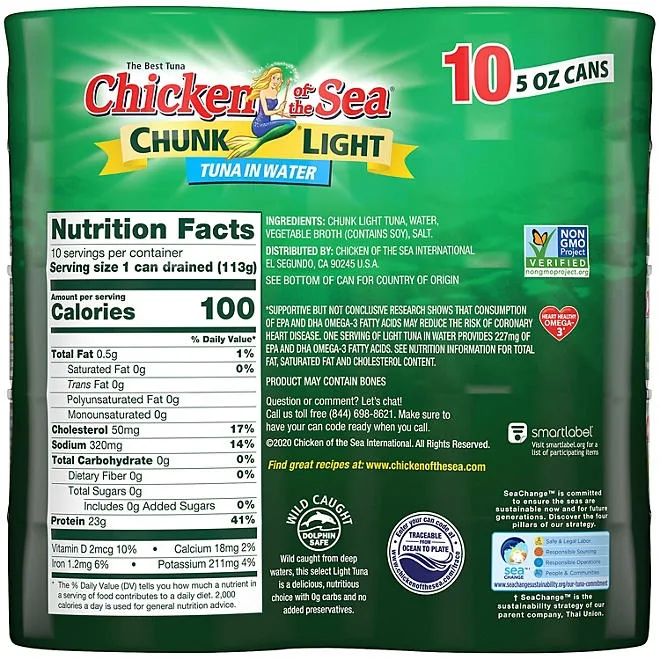 Chicken of the Sea Chunk Light Tuna in Water 5 oz., 10 pk. 3