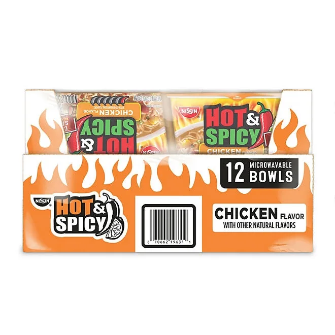 Nissin Hot and Spicy Chicken Bowl, 3.32 oz., 12 pk. 3