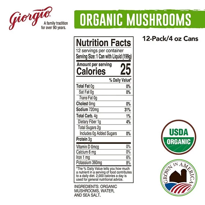 Giorgio Organic Mushrooms, 4 oz., 12 pk. 5