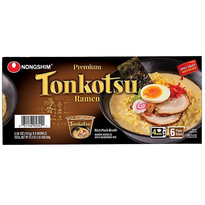 Nongshim Premium Tonkotsu Kuromayu Noodle Soup 6 pk. 2