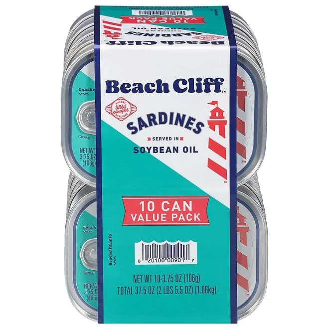 Beach Cliff Sardines in Soybean Oil 3.75 oz., 10 ct. 2