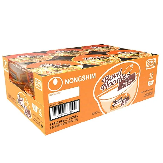 Nongshim Spicy Chicken Ramen Noodle Soup Bowl 3.03 oz., 12 ct. 2