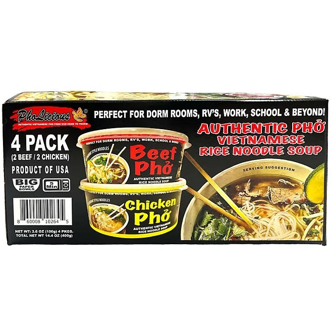 PhoLicious Authentic Pho Vietnamese Rice Noodle Soup, Variety Pack 4 pk. 2