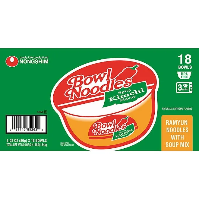 Nongshim Spicy Kimchi Ramen Noodle Soup Bowl 3.03 oz., 18 ct. 4