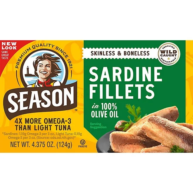 Season Brand Skinless, Boneless Sardines in Olive Oil, 4.375 oz., 6 pk. 3