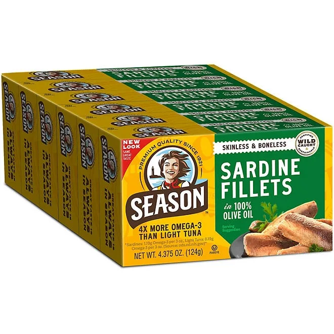 Season Brand Skinless, Boneless Sardines in Olive Oil, 4.375 oz., 6 pk. 2