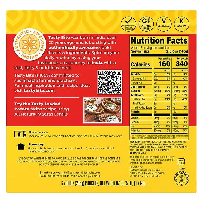 Tasty Bite Madras Lentils 10 oz., 6 ct. 5