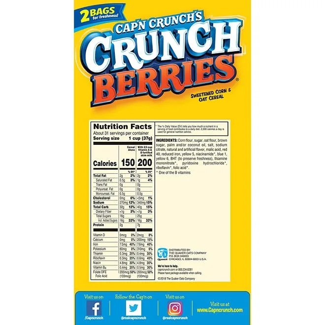 Cap'n Crunch's Crunch Berries Cereal, 40 oz. 4