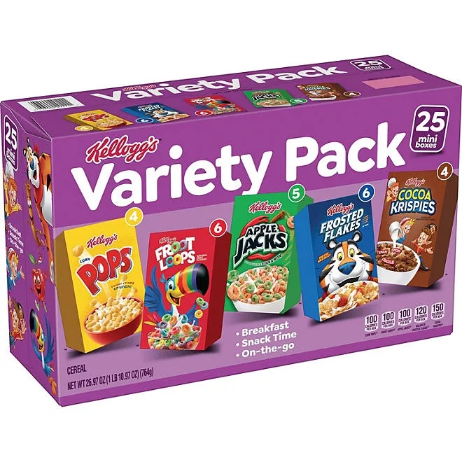 Kellogg's Assorted Cereal Variety Pack, 25 pk. 2
