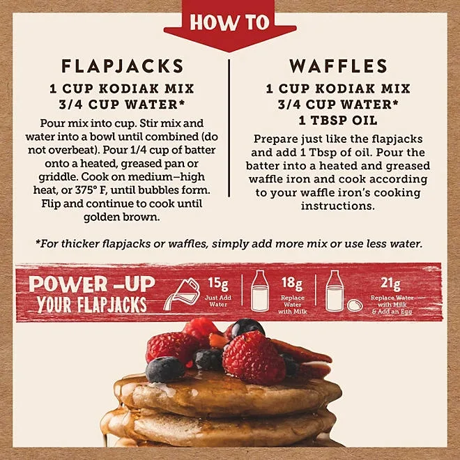 Kodiak Cakes Power Cakes Flapjack and Waffle Mix, 72 oz. 5