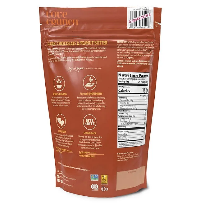 Nature's Path Love Crunch Organic Dark Chocolate & Peanut Butter Granola, 32 oz. 3