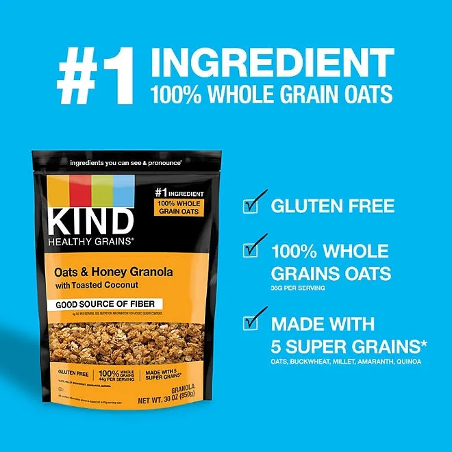 KIND Healthy Grains Oats & Honey Granola with Toasted Coconut, 30 oz. 4