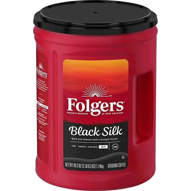 Folgers Dark Roast Ground Coffee, Black Silk, 40.3 oz. 2