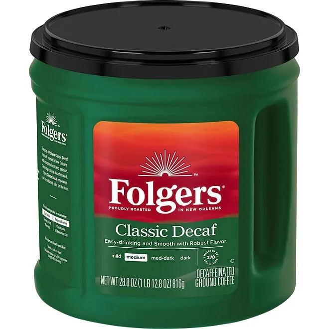 Folgers Decaffeinated Classic Roast Ground Coffee, 28.8 oz. 2