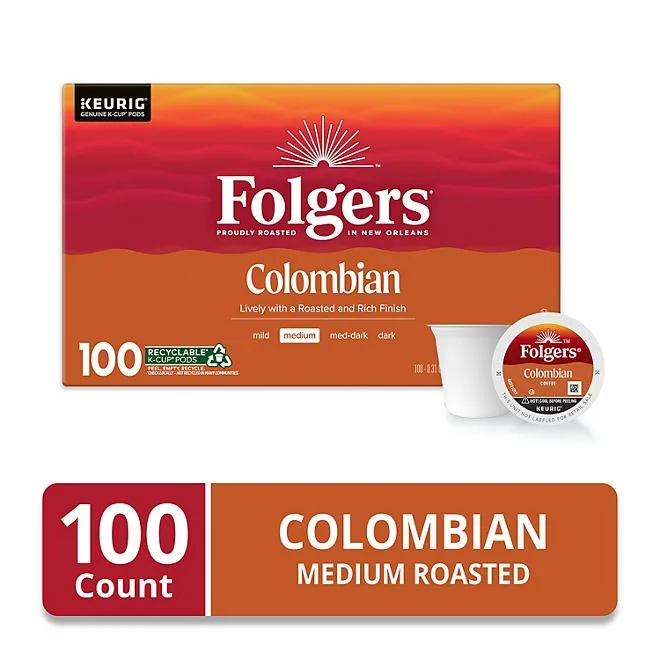 Folgers Medium Roast K-Cup Coffee Pods, 100% Colombian, 100 ct. 3
