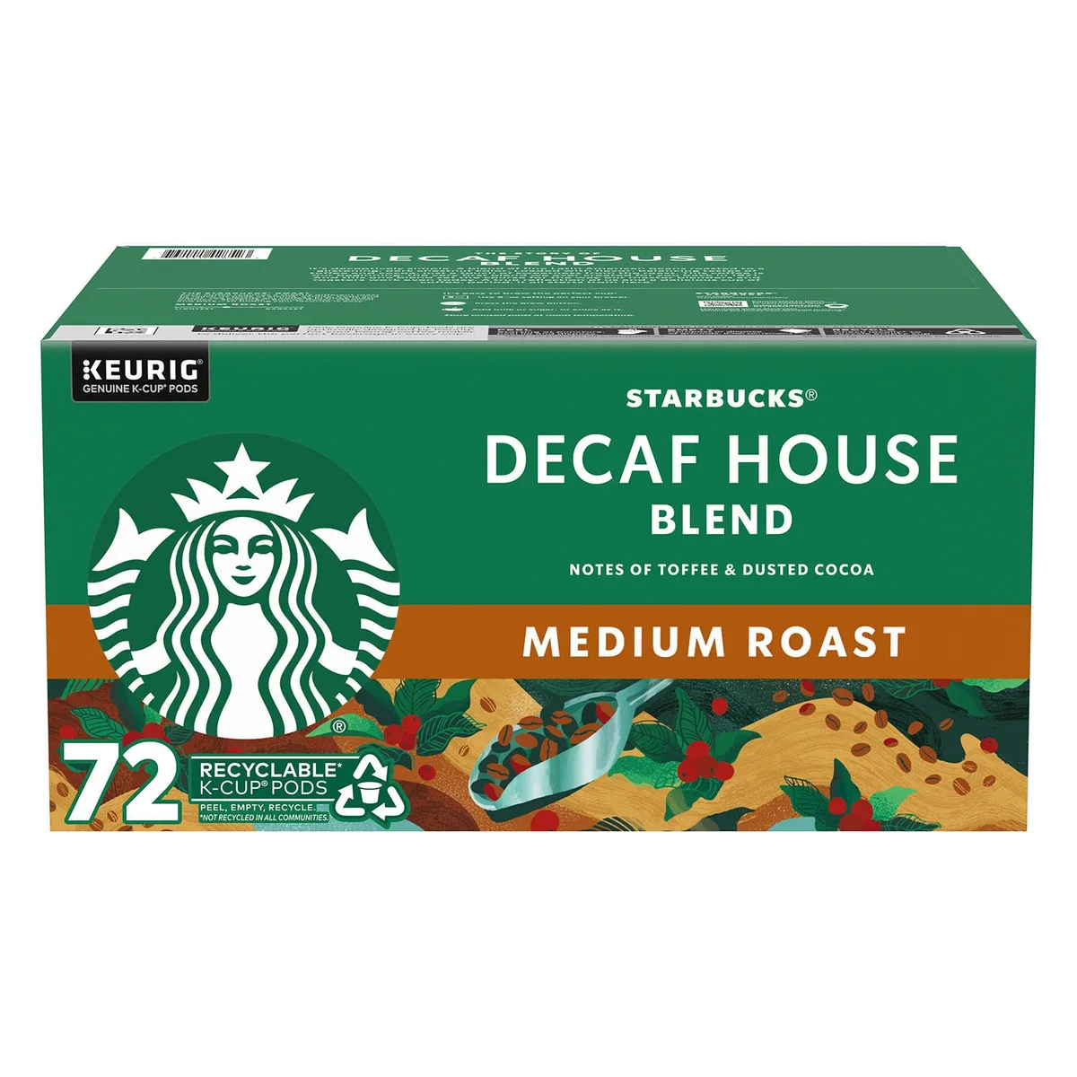 Starbucks Decaf House Blend Medium Roast K-Cup Coffee Pods, 72 ct.