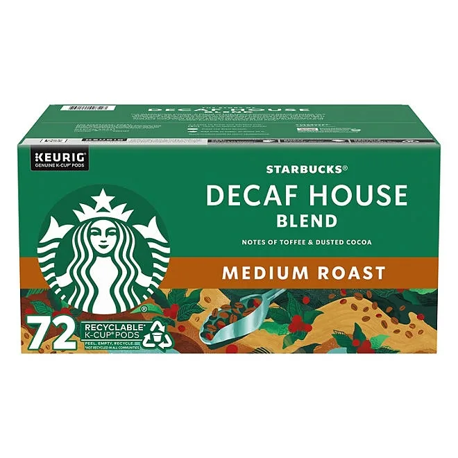 Starbucks Decaf House Blend Medium Roast K-Cup Coffee Pods, 72 ct. 2