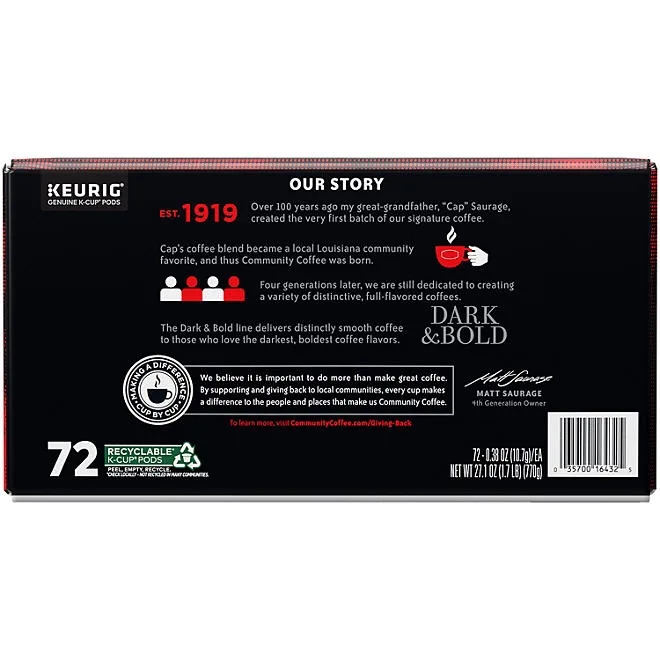 Community Coffee Dark and Bold Espresso Darkest Roast Coffee Pods, 72 ct. 5