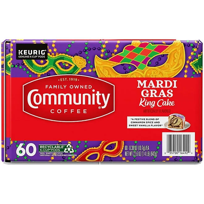 Community Coffee Medium Roast Coffee Pods, Mardi Gras King Cake, 60 ct. 5