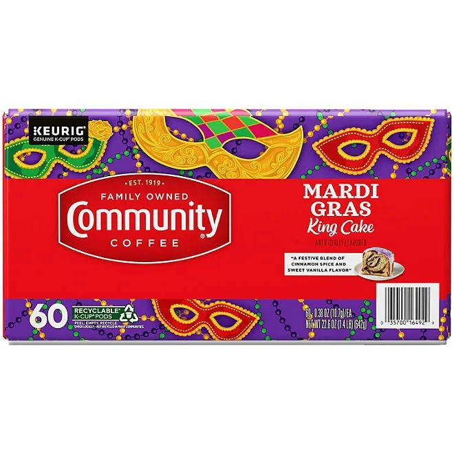 Community Coffee Medium Roast Coffee Pods, Mardi Gras King Cake, 60 ct. 4