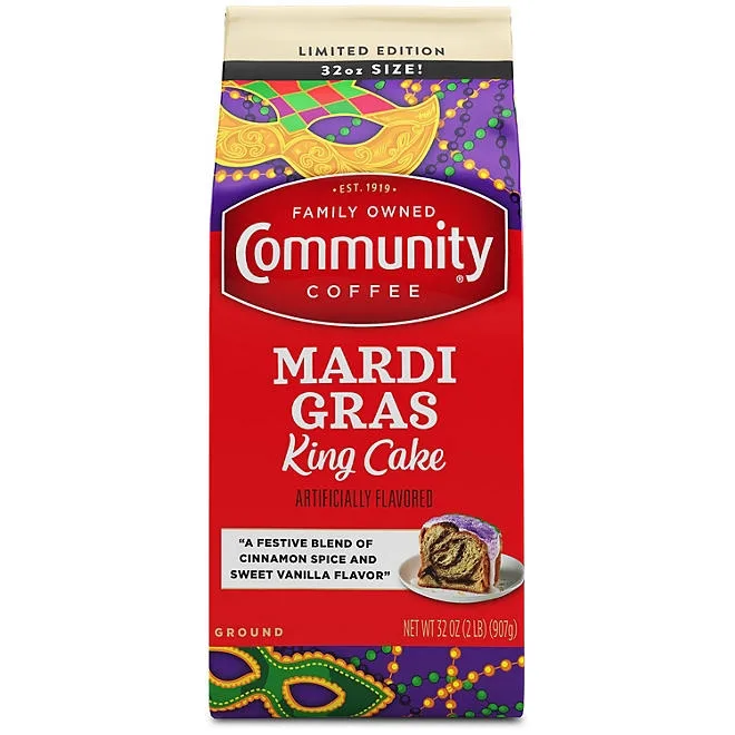 Community Coffee Ground Coffee, Mardi Gras King Cake, 32 oz. 2