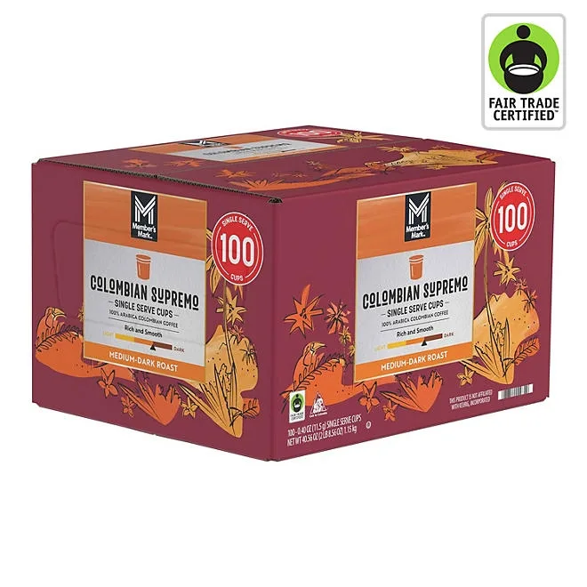 Member's Mark Colombian Supremo Medium-Dark Roast Coffee Pods, 100 ct. 2