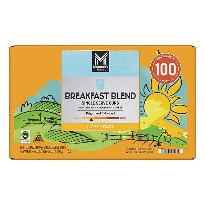 Member's Mark Breakfast Blend Light Roast Coffee Pods, 100 ct. 4