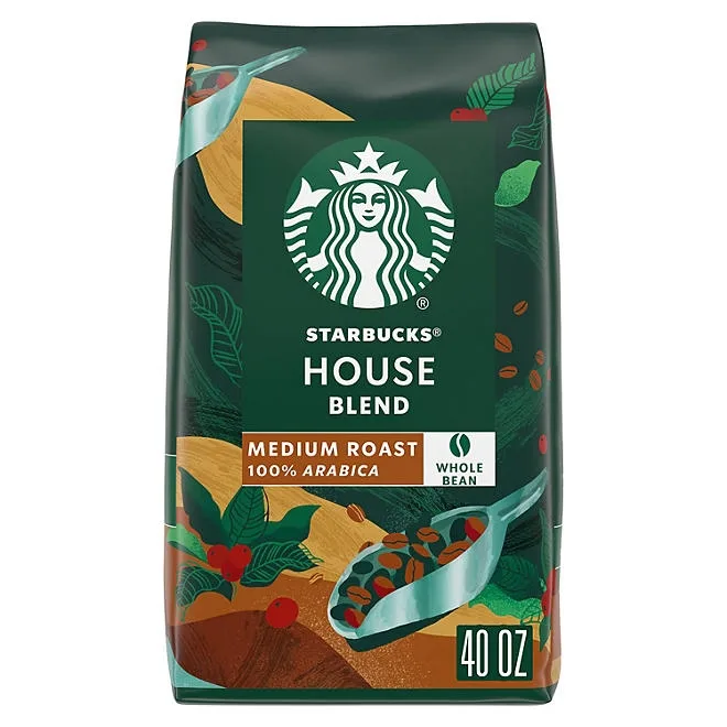Starbucks House Blend Medium Roast Whole Bean Coffee, 40 oz. 2