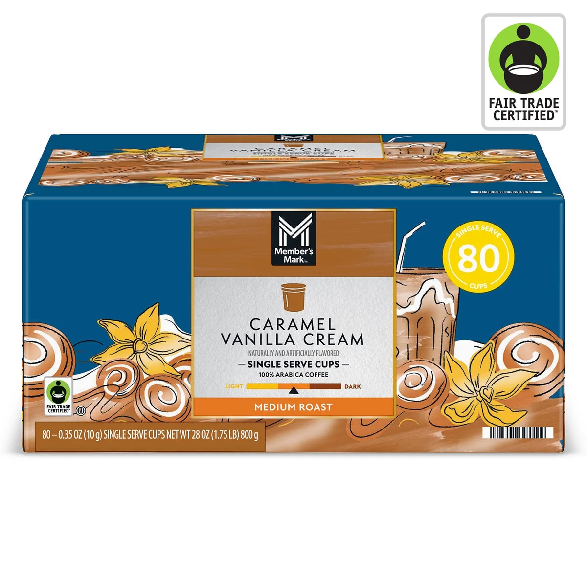 Member's Mark Medium Roast Coffee Pods, Caramel Vanilla Cream, 80 ct.
